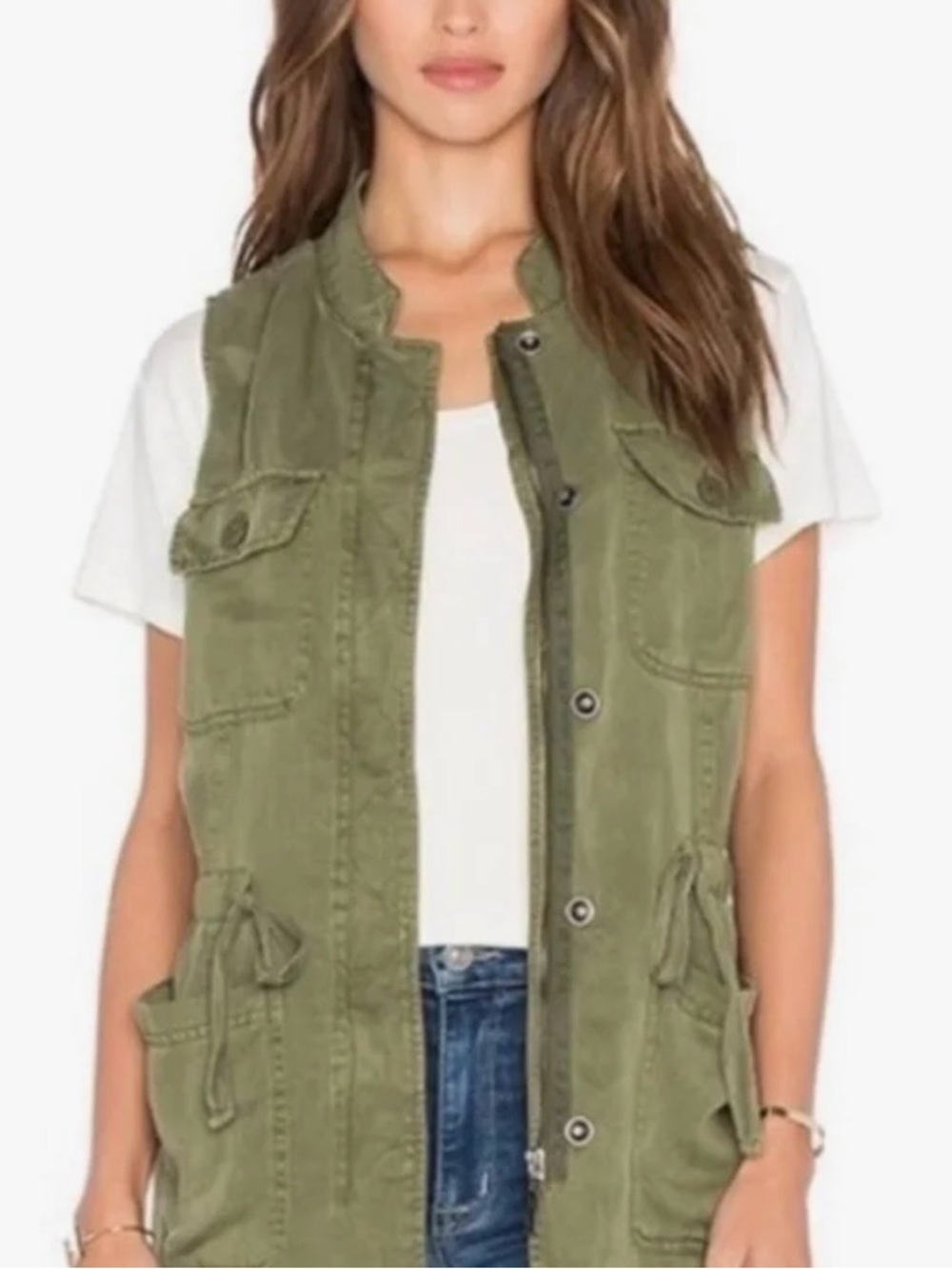 British Khaki Olive Utility Drawstring Vest
